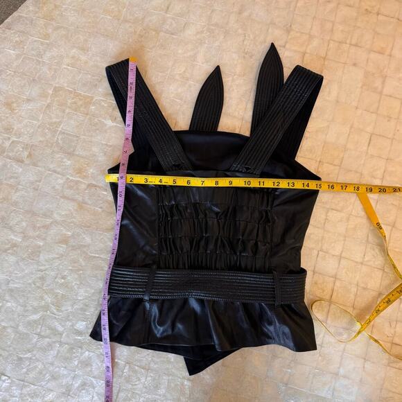 Nanushka Leather top soft black square neck vegan faux sz XS/S sz 4/6 - Picture 11 of 11